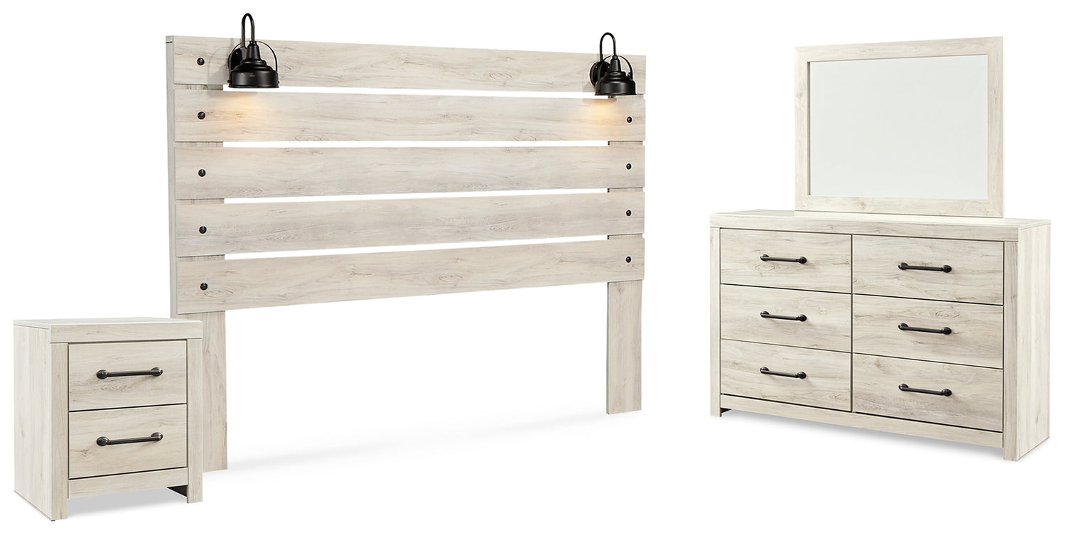 Cambeck Whitewash King Panel Headboard, Dresser, Mirror and Nightstand - B192B69