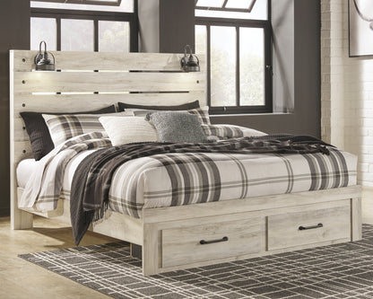 Cambeck Whitewash King Panel Storage Bed, Dresser and Nightstand - B192B65