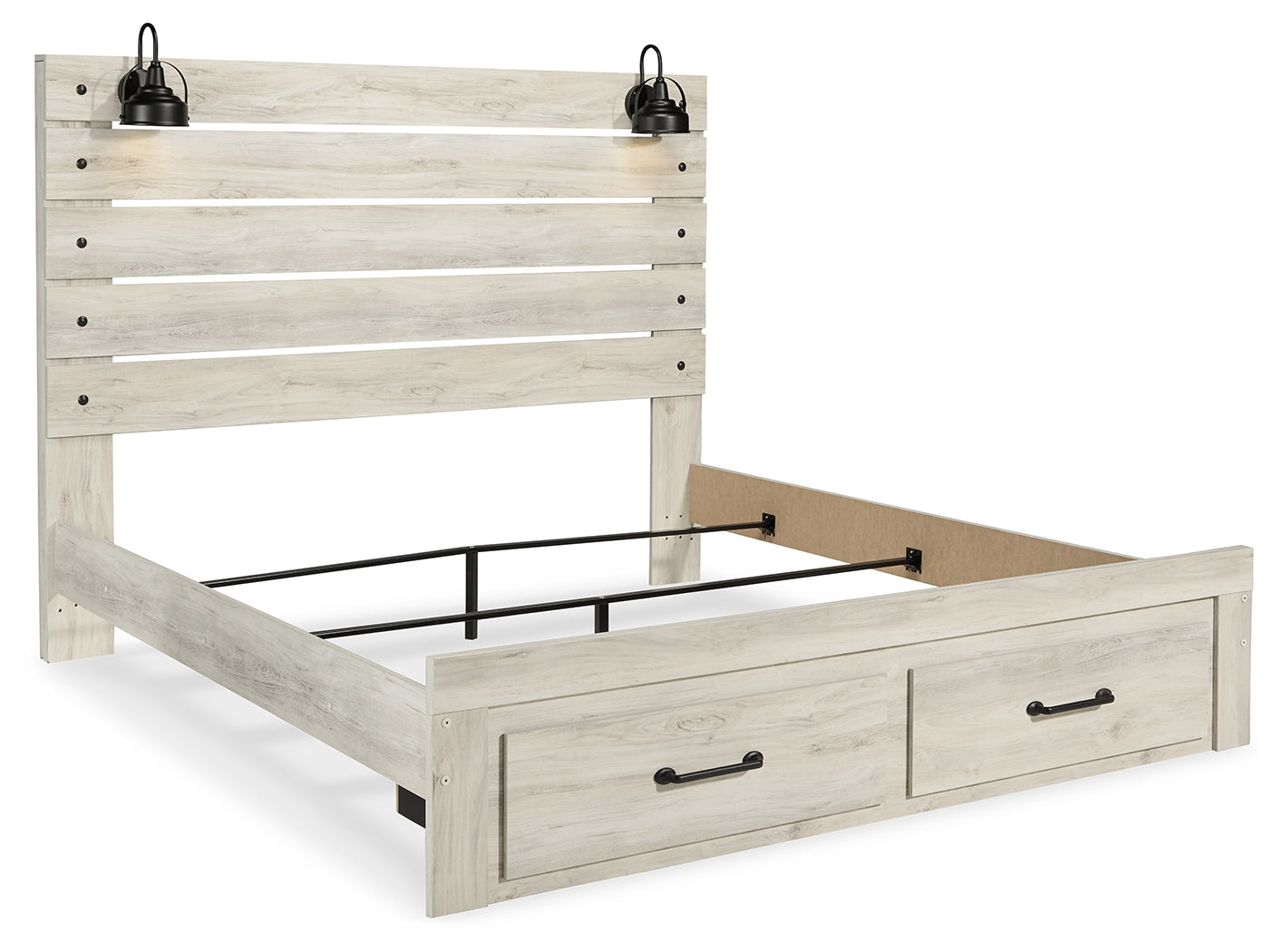 Cambeck Whitewash King Panel Storage Bed, Dresser and Nightstand - B192B65