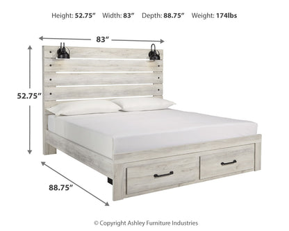Cambeck Whitewash King Storage Bed, 2 Dressers, Mirror, and 2 Nightstands - B192B104