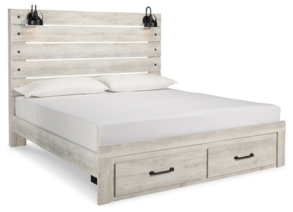 Cambeck Whitewash King Storage Bed, 2 Dressers, Mirror, and 2 Nightstands - B192B104