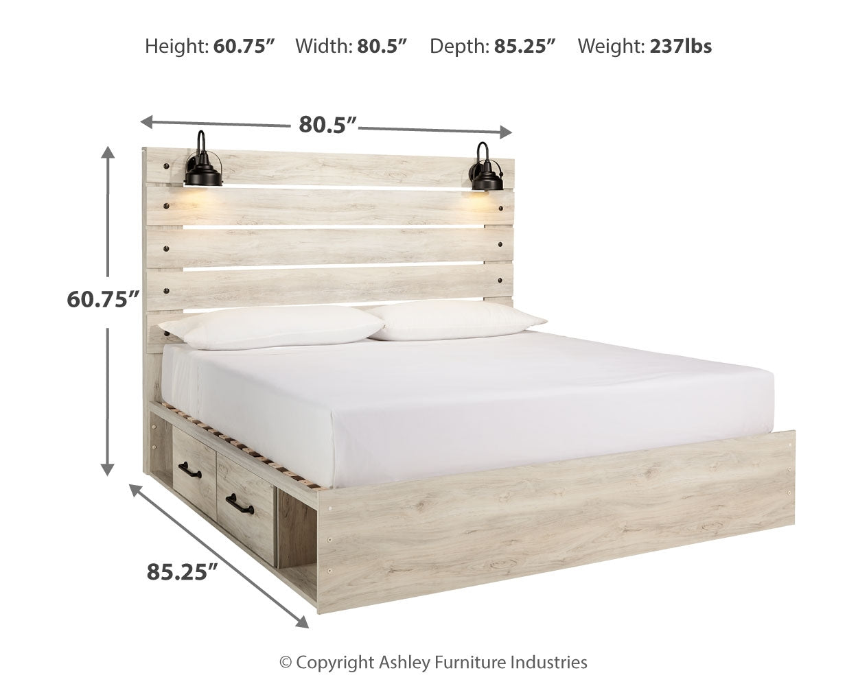 Cambeck Whitewash King Storage Bed, Dresser, Chest and 2 Nightstands - B192B107