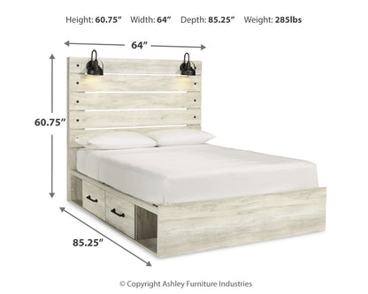Cambeck Whitewash Queen Panel Bed with Storage, Dresser and 2 Nightstands - B192B99