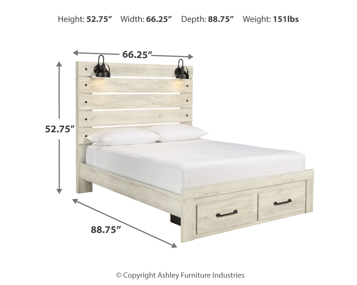 Cambeck Whitewash Queen Panel Storage Bed, Dresser and 2 Nightstands - B192B76