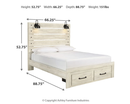 Cambeck Whitewash Queen Panel Storage Bed, Dresser and 2 Nightstands - B192B76