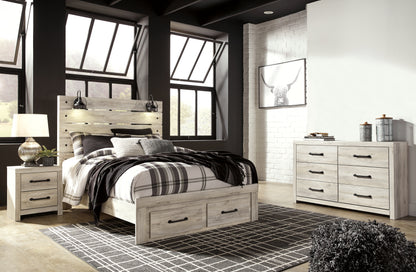 Cambeck Whitewash Queen Panel Storage Bed, Dresser and Nightstand - B192B64