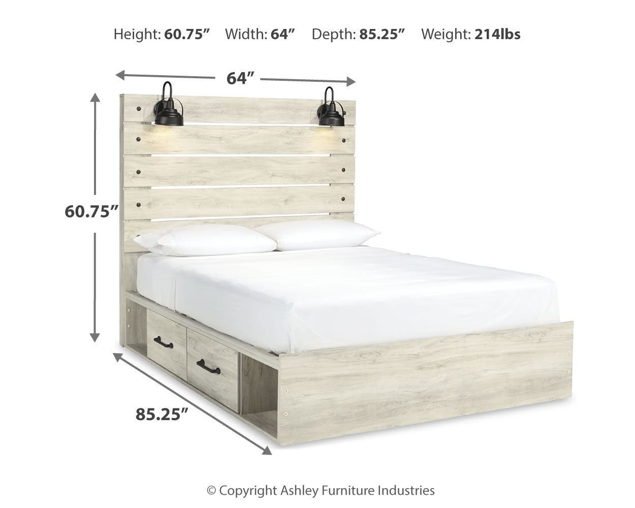 Cambeck Whitewash Queen Panel Storage Bed, Dresser, Mirror, 2 Chests and 2 Nightstands - B192B90