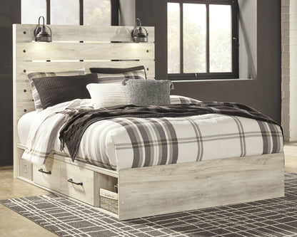 Cambeck Whitewash Queen Panel Storage Bed, Dresser, Mirror, 2 Chests and 2 Nightstands - B192B90