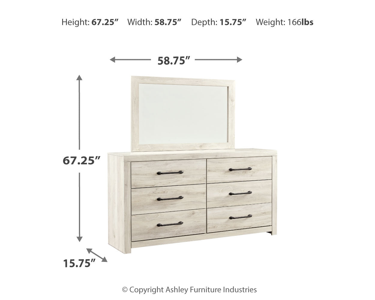 Cambeck Whitewash Queen Panel Storage Bed, Dresser, Mirror and Nightstand - B192B91