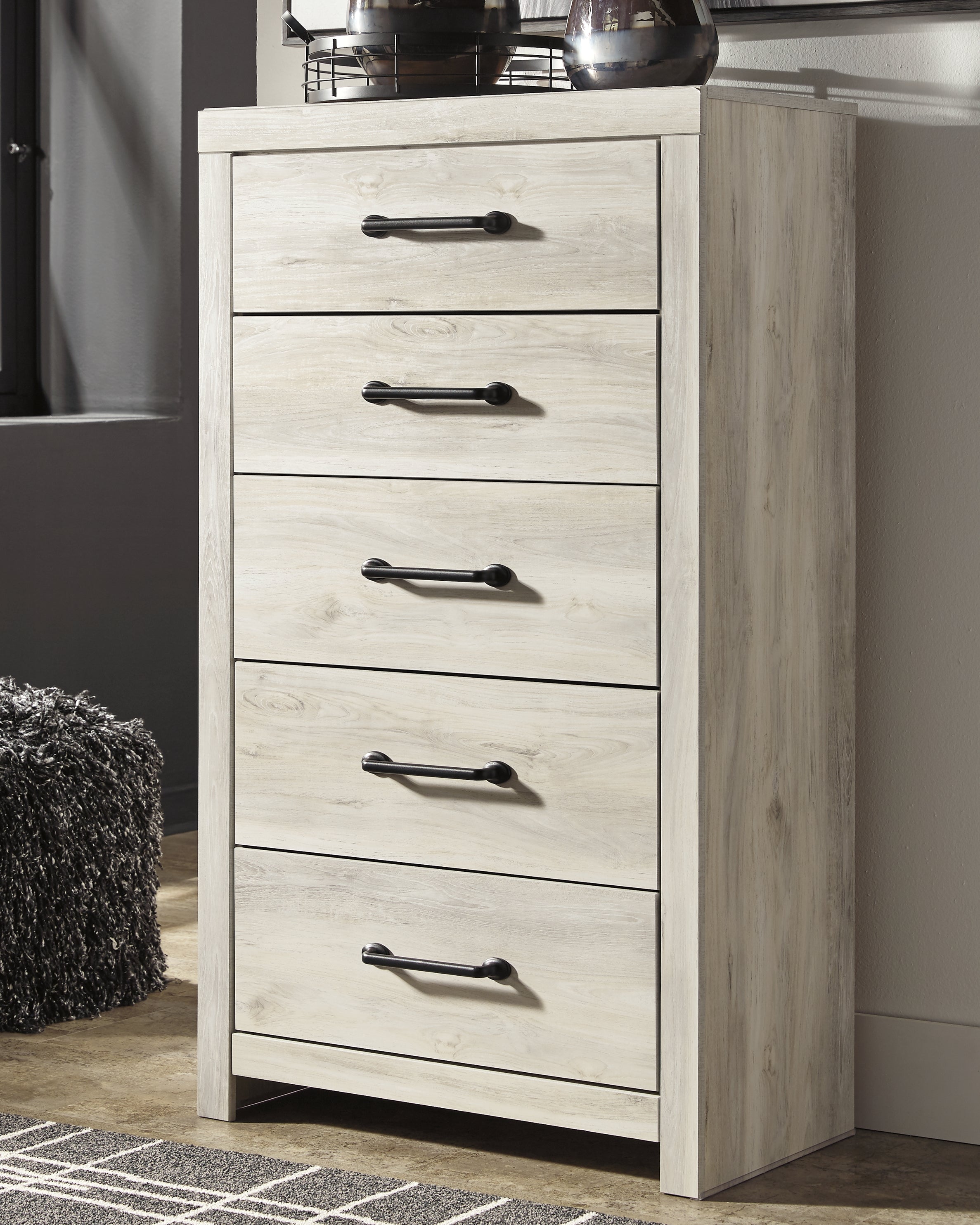 Cambeck Whitewash Twin Panel Bed, Dresser, Chest and Nightstand - B192B84