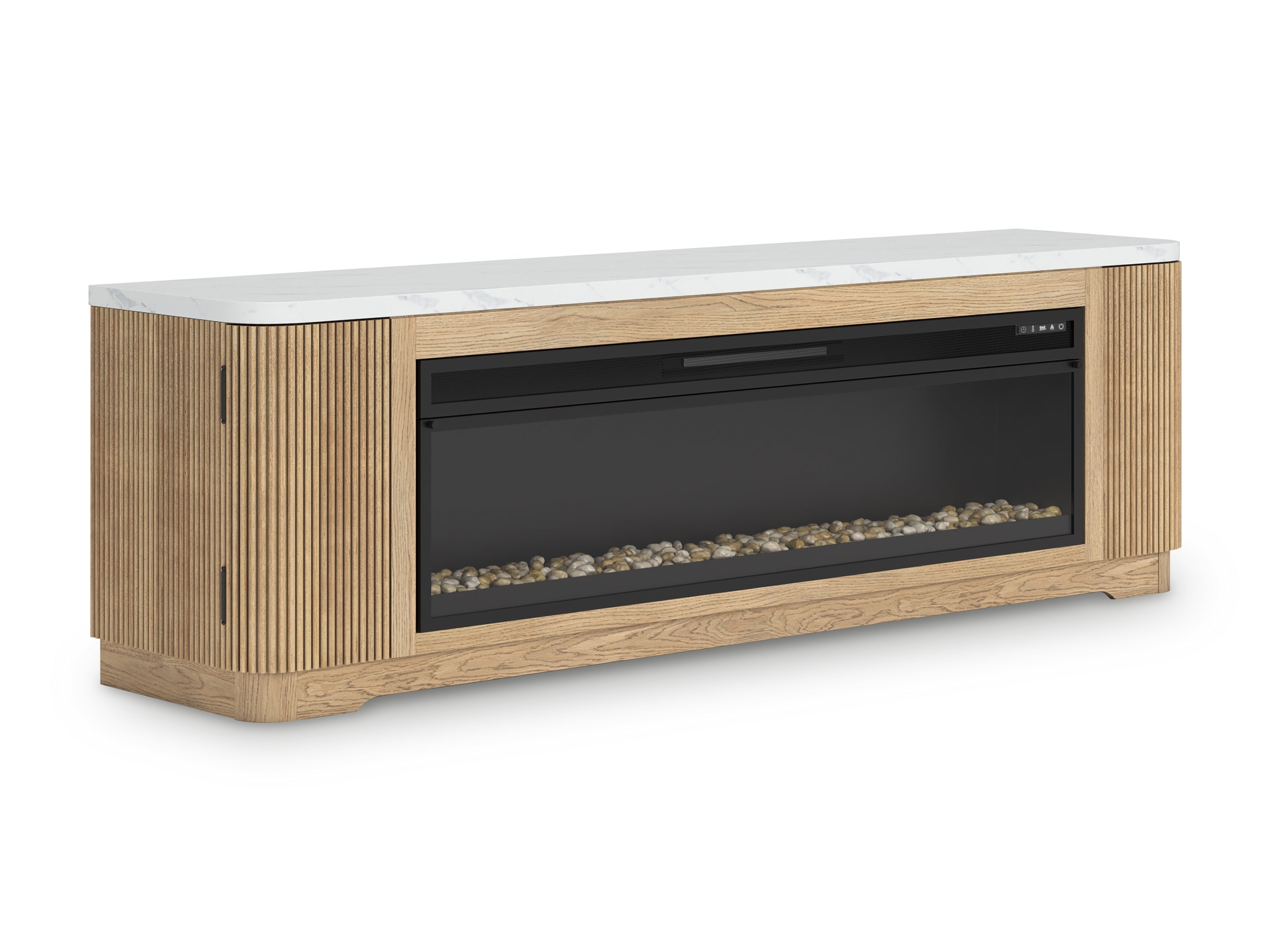 Camdill Light Brown 80" TV Stand with Electric Fireplace - W808W1