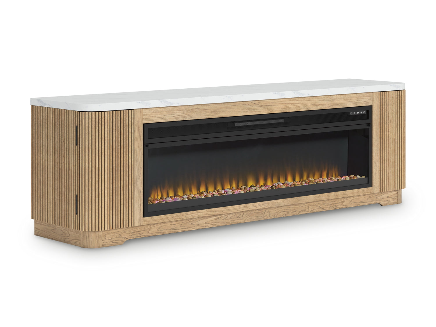 Camdill Light Brown 80" TV Stand with Electric Fireplace - W808W1
