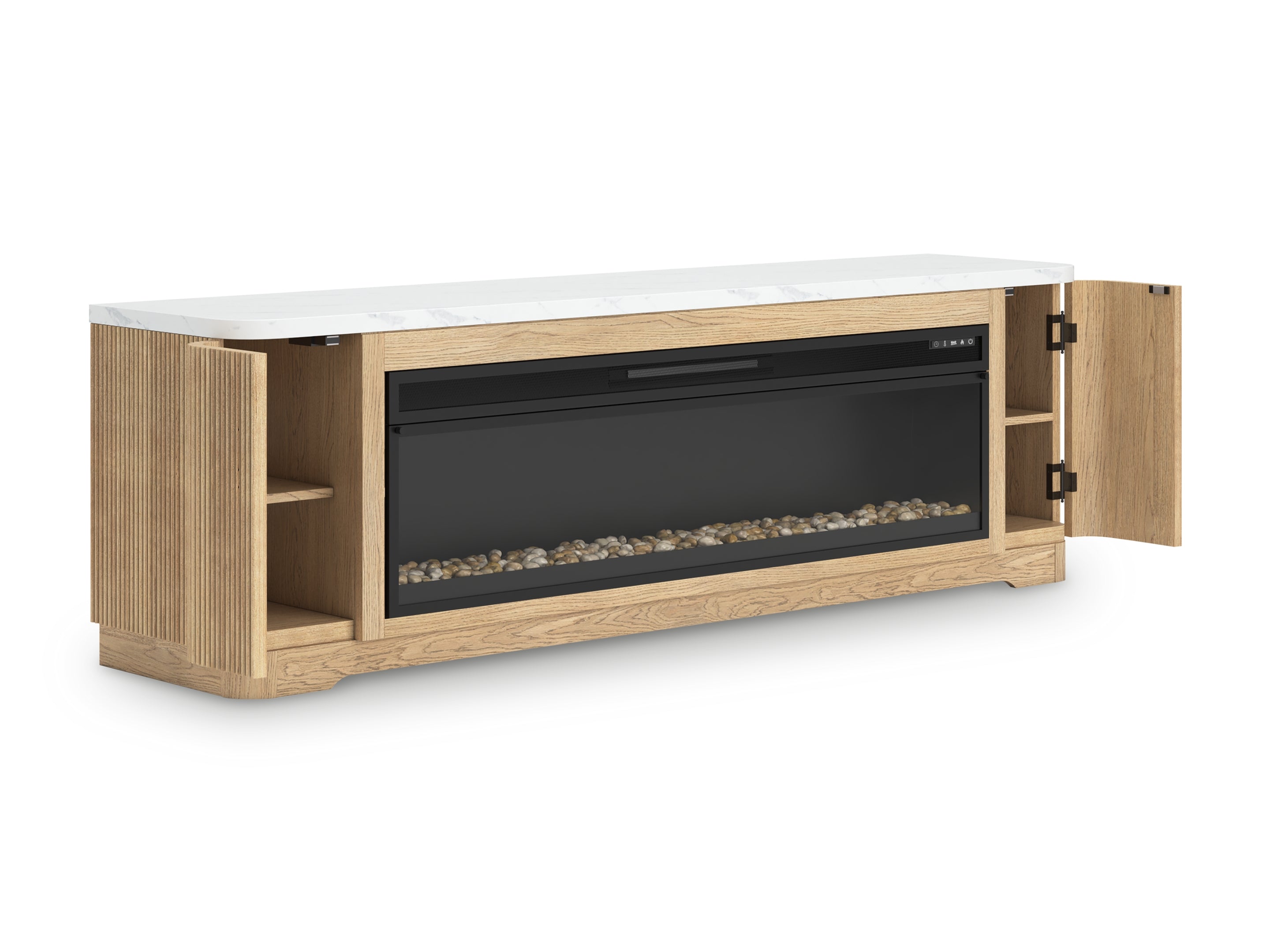 Camdill Light Brown 80" TV Stand with Electric Fireplace - W808W1