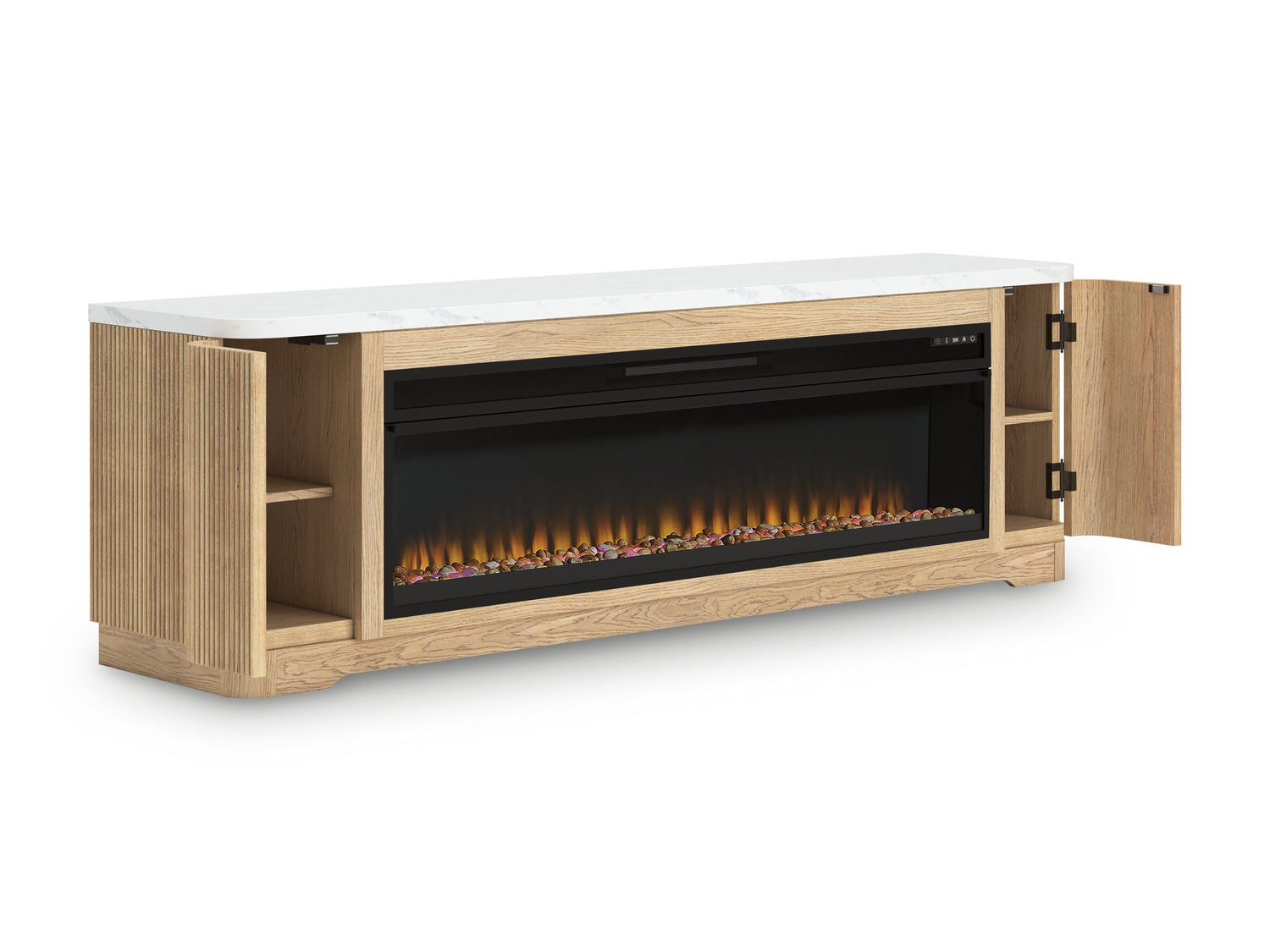 Camdill Light Brown 80" TV Stand with Electric Fireplace - W808W1