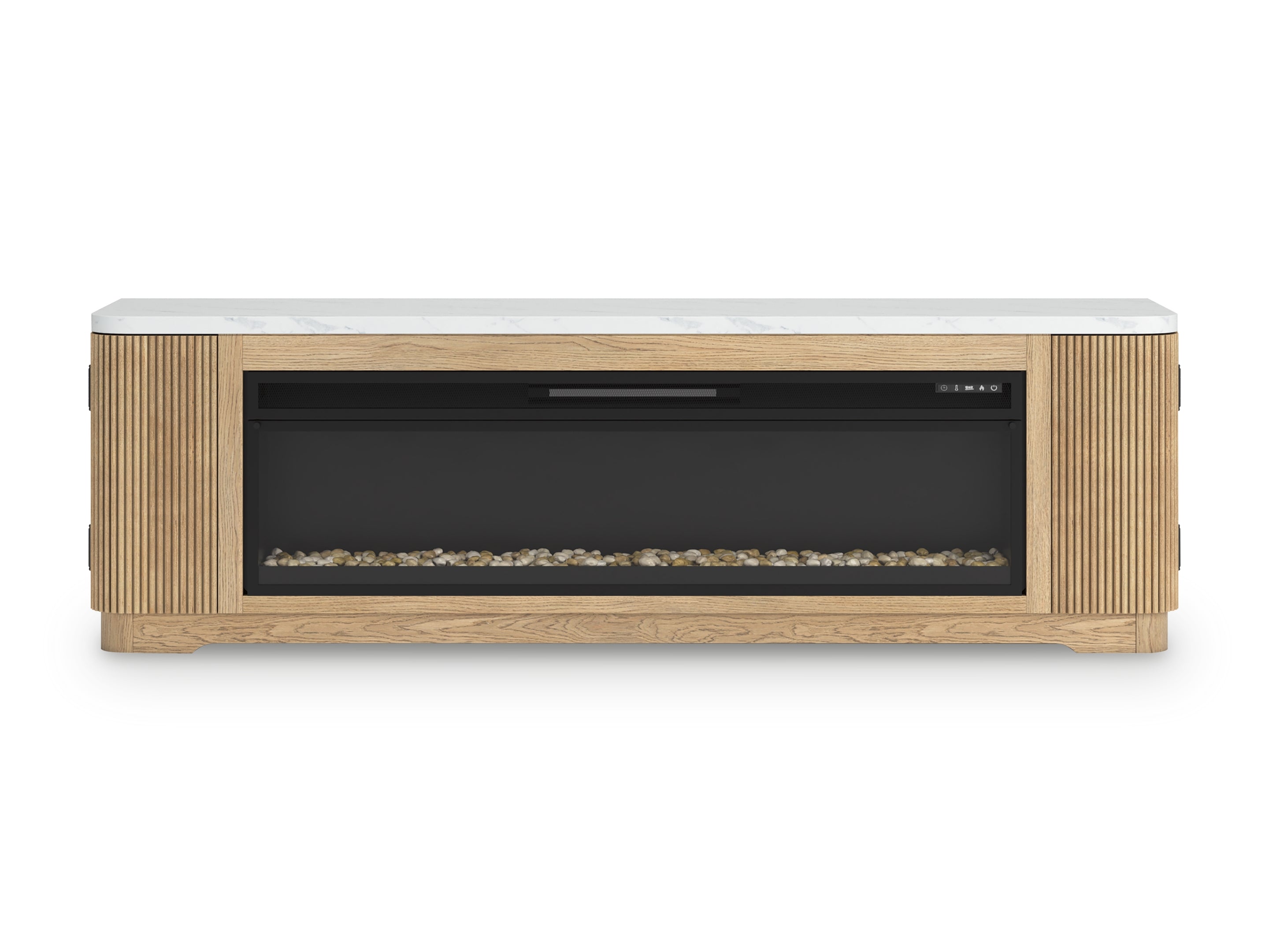 Camdill Light Brown 80" TV Stand with Electric Fireplace - W808W1