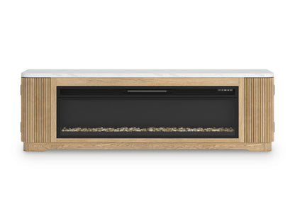 Camdill Light Brown 80" TV Stand with Electric Fireplace - W808W1