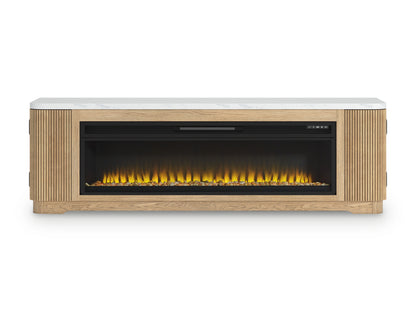 Camdill Light Brown 80" TV Stand with Electric Fireplace - W808W1