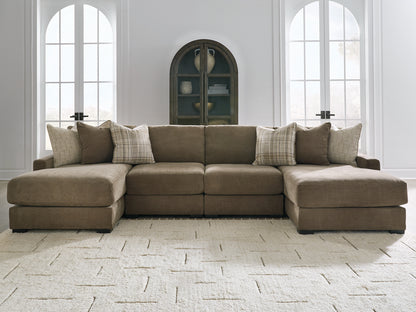Camellia-Court Coffee 4-Piece Double Chaise Sectional - 68207S9