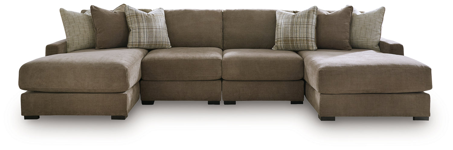 Camellia-Court Coffee 4-Piece Double Chaise Sectional - 68207S9