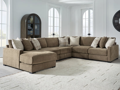 Camellia-Court Coffee 6-Piece Sectional with Chaise - 68207S14