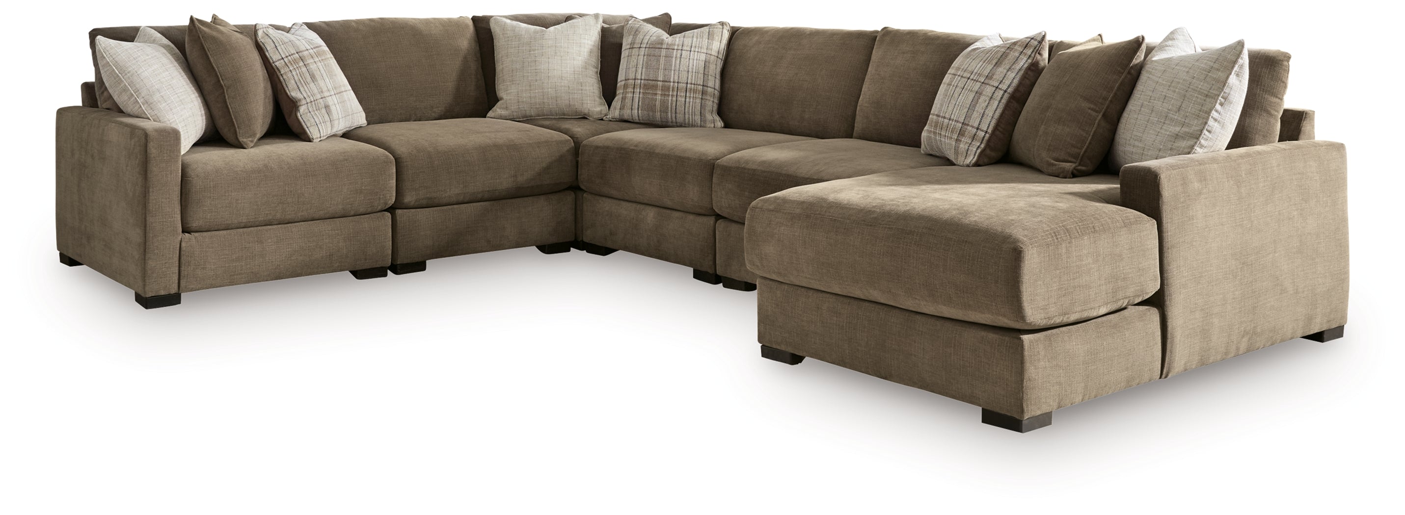 Camellia-Court Coffee 6-Piece Sectional with Chaise - 68207S15