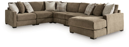Camellia-Court Coffee 6-Piece Sectional with Chaise - 68207S15