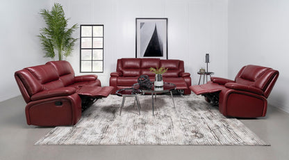 Camila Red Faux Leather 3-Piece Reclining Sofa Set from Coaster - Luna Furniture