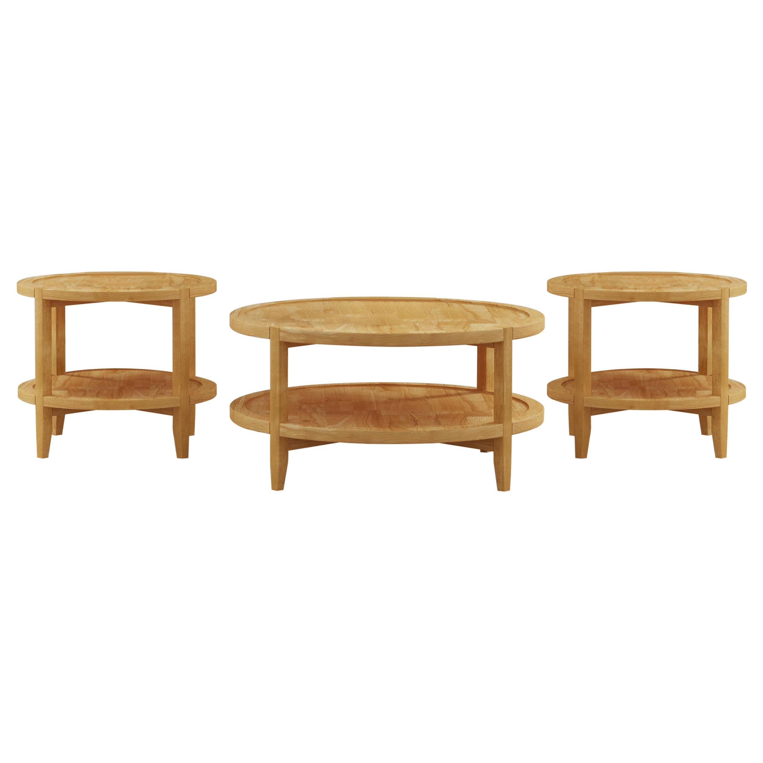Camillo 3-piece Round Coffee and End Table Set Maple - 709698-S3