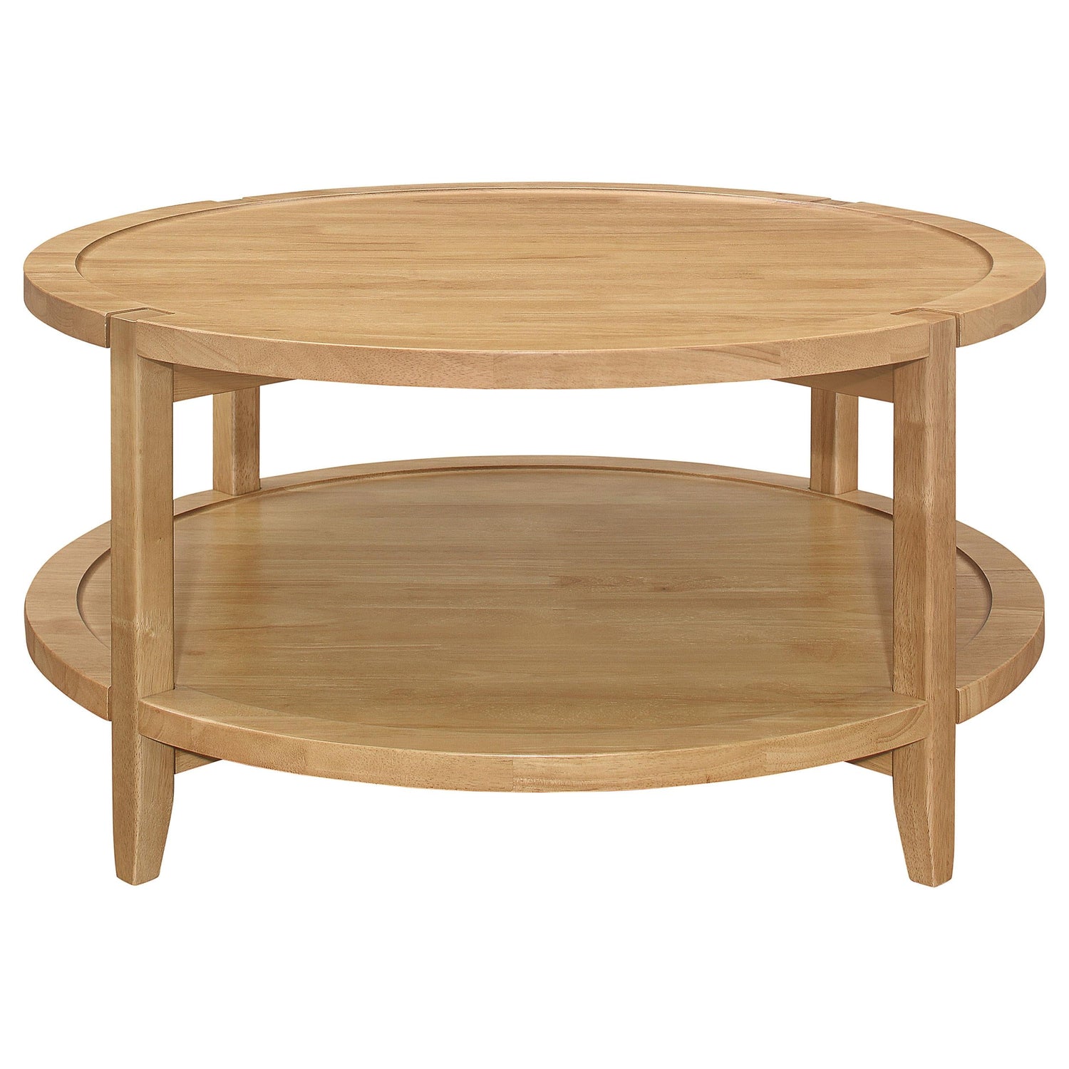 Camillo Round Solid Wood Coffee Table with Shelf Maple Brown - 709698