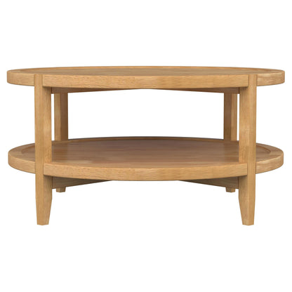 Camillo Round Solid Wood Coffee Table with Shelf Maple Brown - 709698