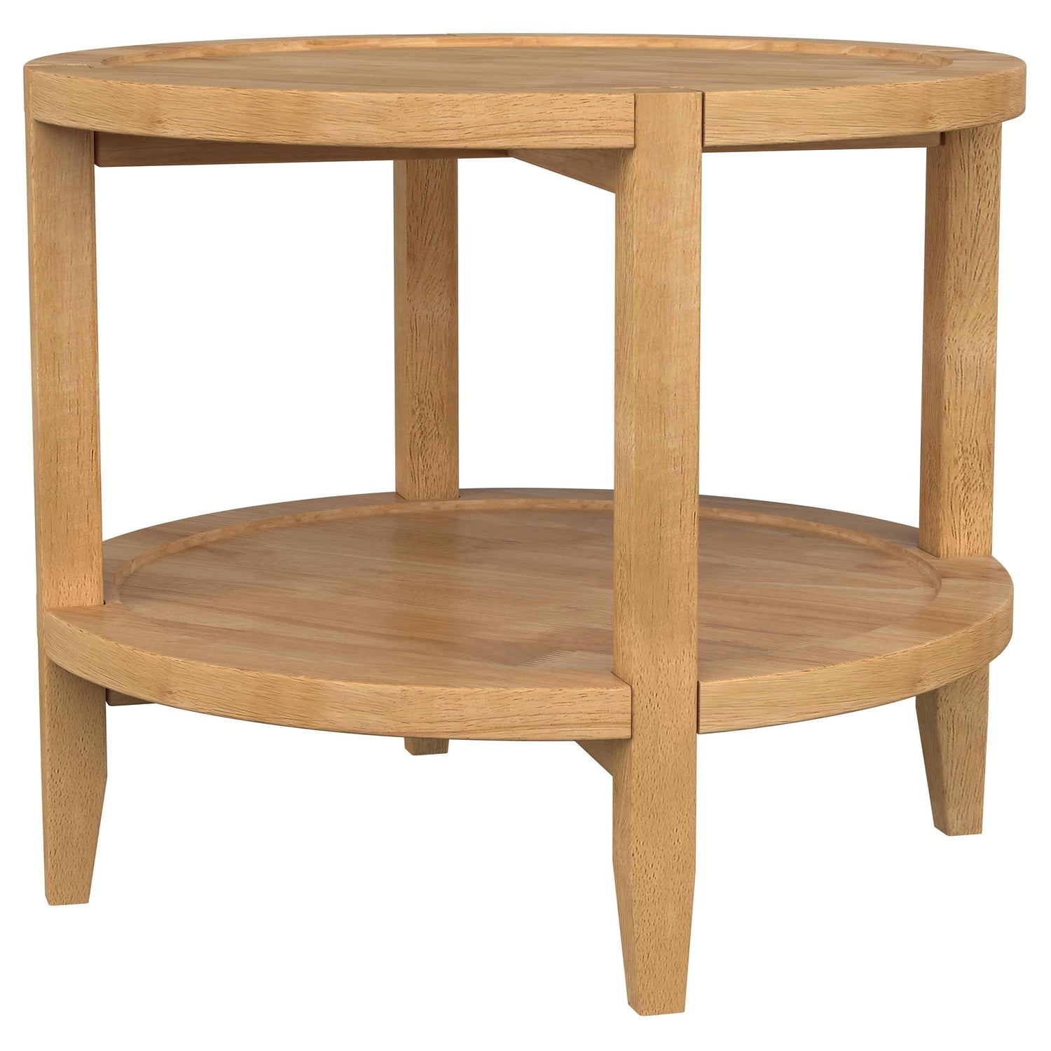Camillo Round Solid Wood End Table with Shelf Maple Brown - 709697