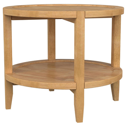 Camillo Round Solid Wood End Table with Shelf Maple Brown - 709697