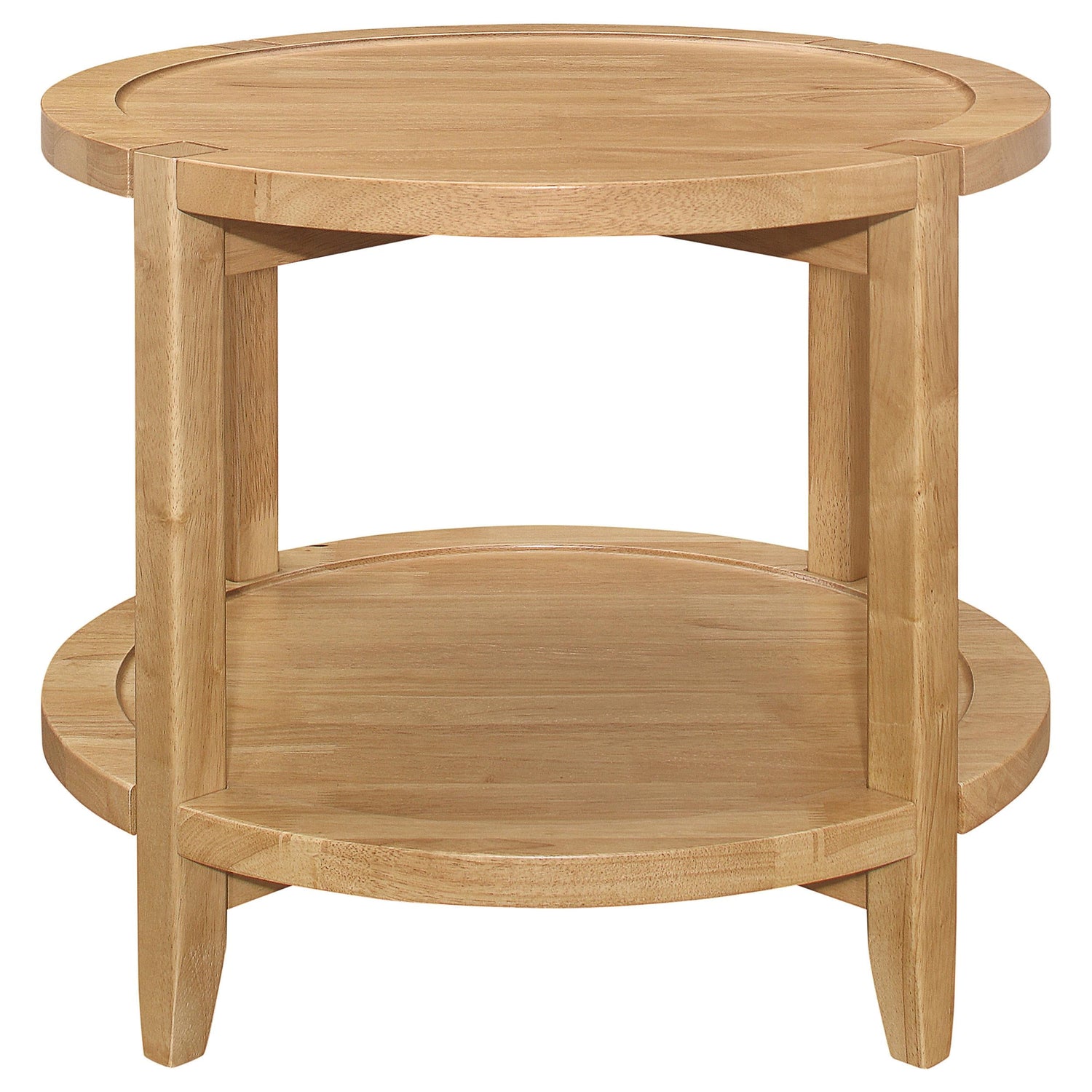 Camillo Round Solid Wood End Table with Shelf Maple Brown - 709697
