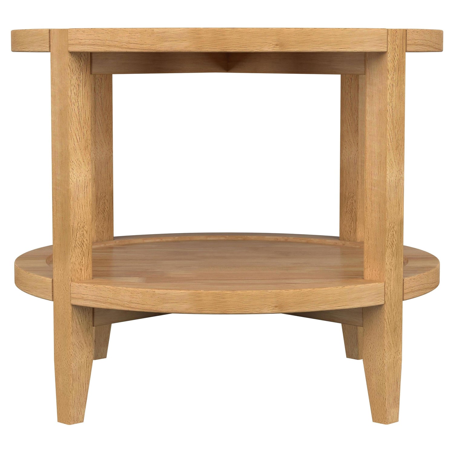 Camillo Round Solid Wood End Table with Shelf Maple Brown - 709697
