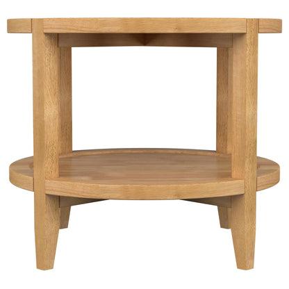 Camillo Round Solid Wood End Table with Shelf Maple Brown - 709697