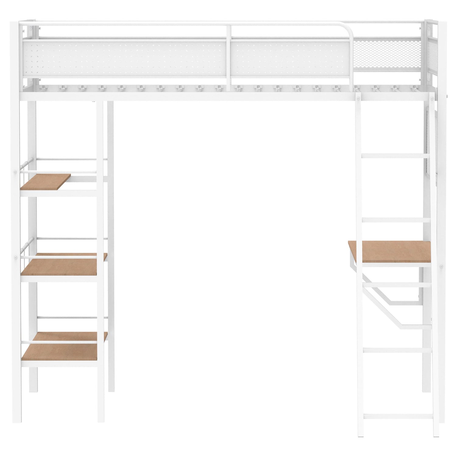 Campus 3-shelf Metal Twin Workstation Loft Bed Matte White - 460332WHT