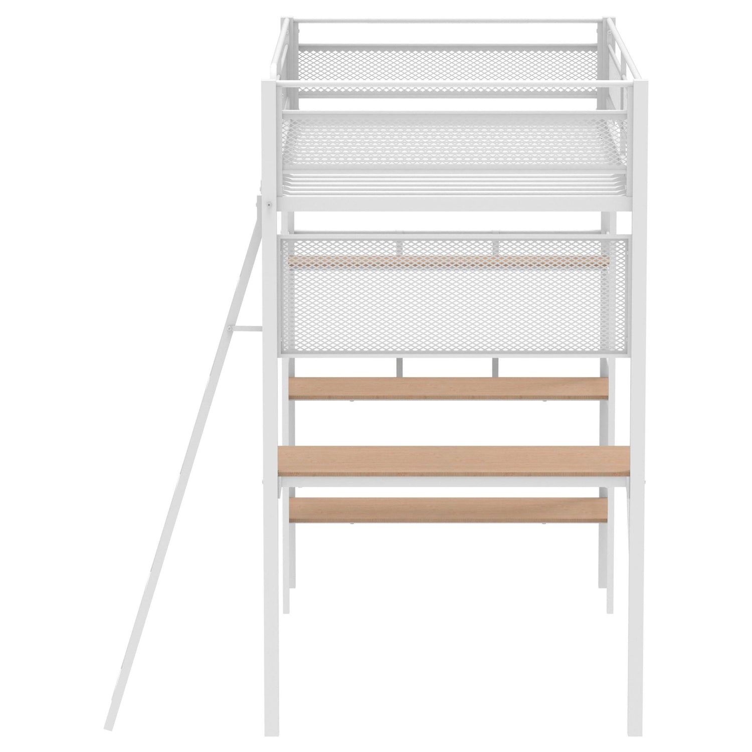 Campus 3-shelf Metal Twin Workstation Loft Bed Matte White - 460332WHT