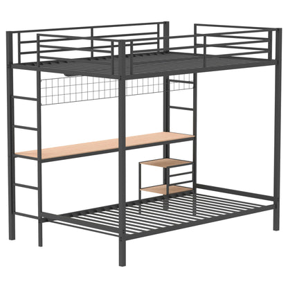 Campus Metal Full Over Twin Workstation Bunk Bed Matte Black - 460209BLK