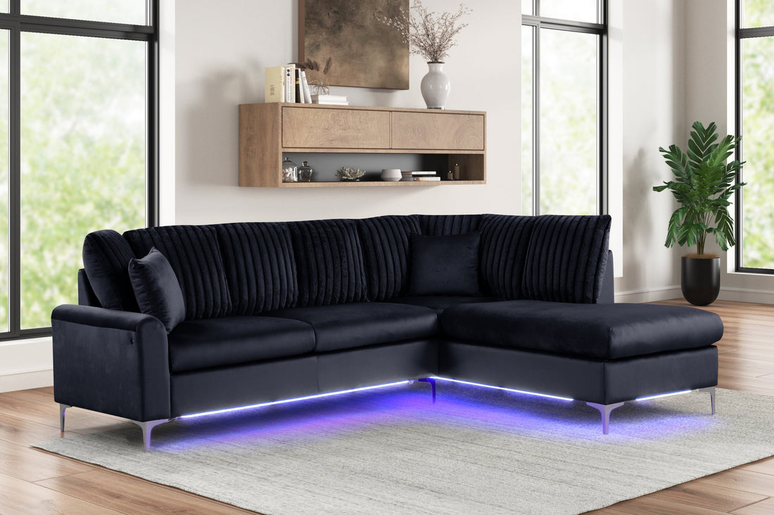 Candy Black - Reversible Sectional (w/ LED&
