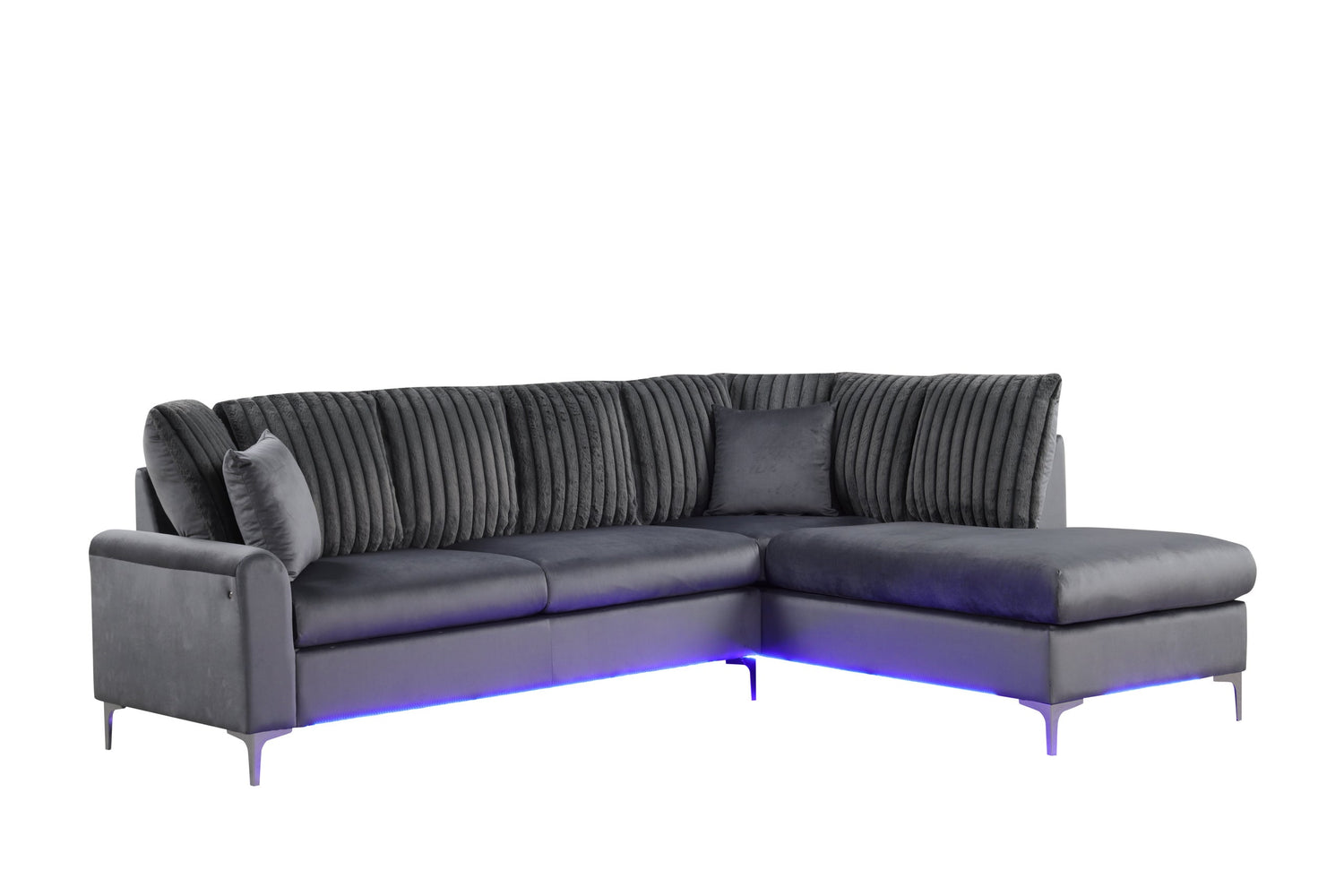 Candy Charcoal - Reversible Sectional (w/ LED&