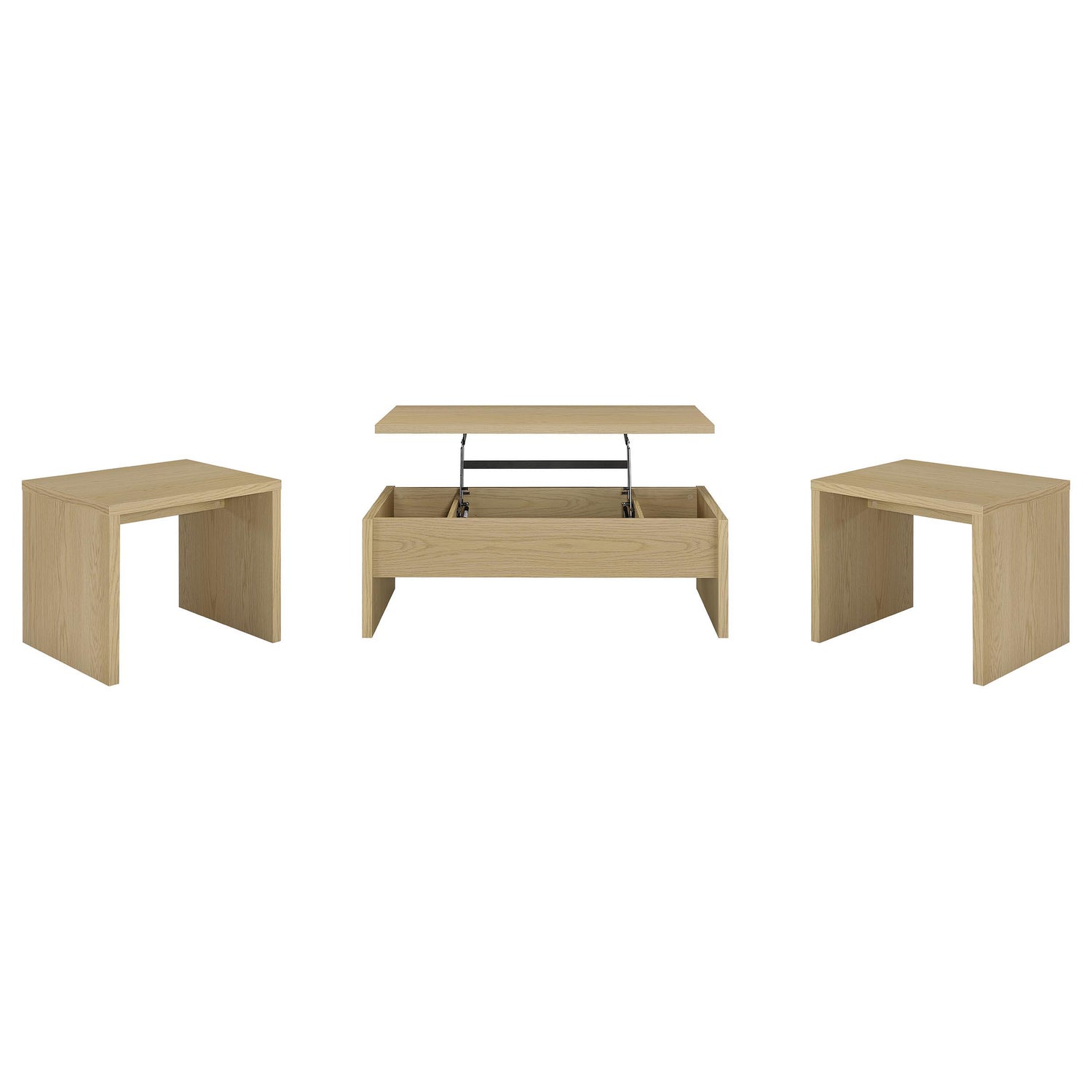 Canoga 3-piece Lift Top Cocktail Coffee Table Set Light Oak - 706348-S3