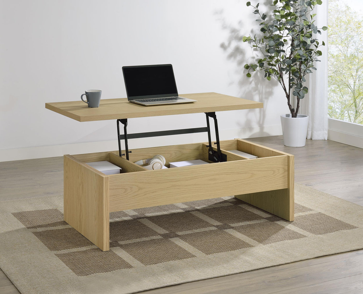 Canoga Engineered Wood Lift Top Coffee Table Light Oak - 706348