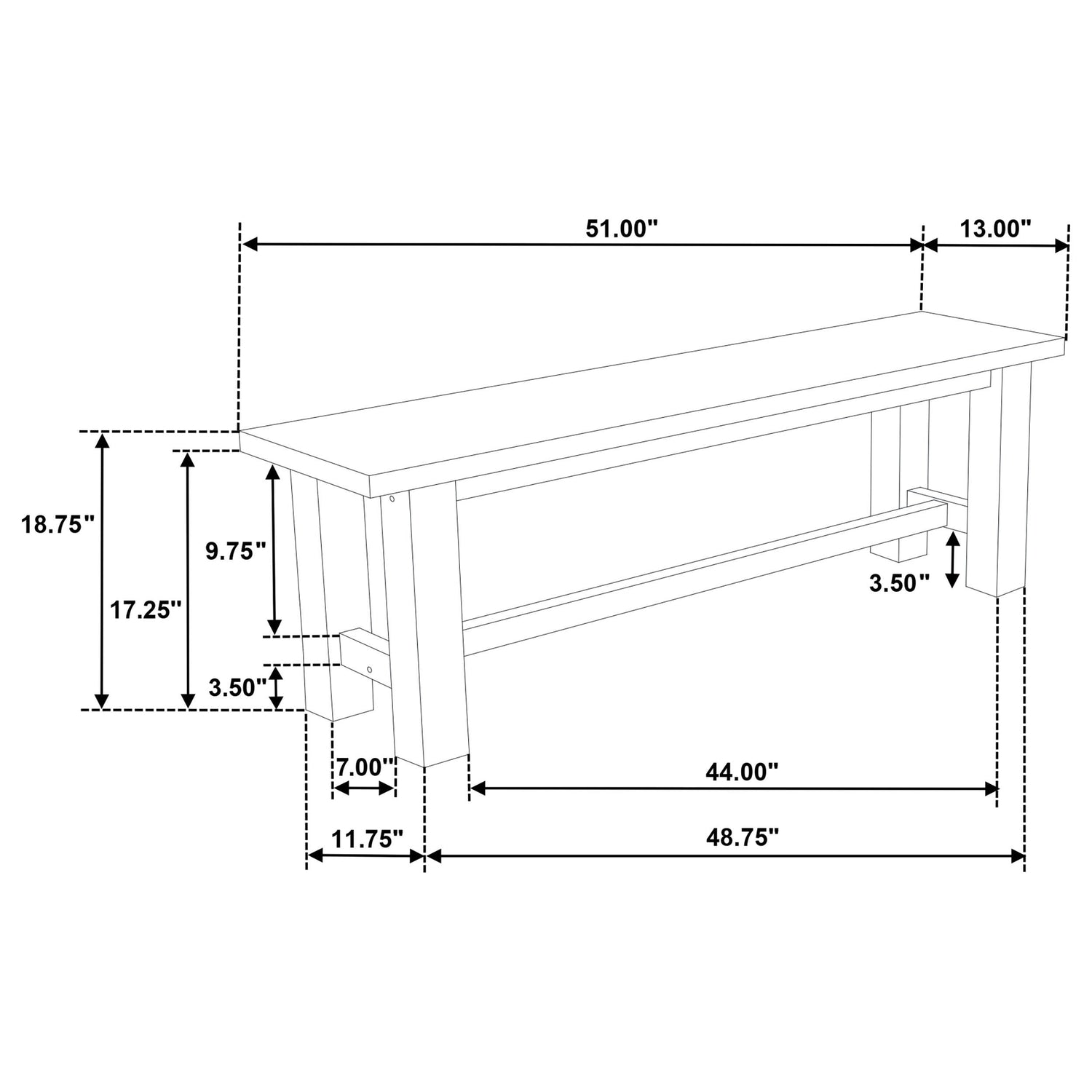 Cardova 51-inch Solid Wood Dining Bench Vineyard Oak - 192923