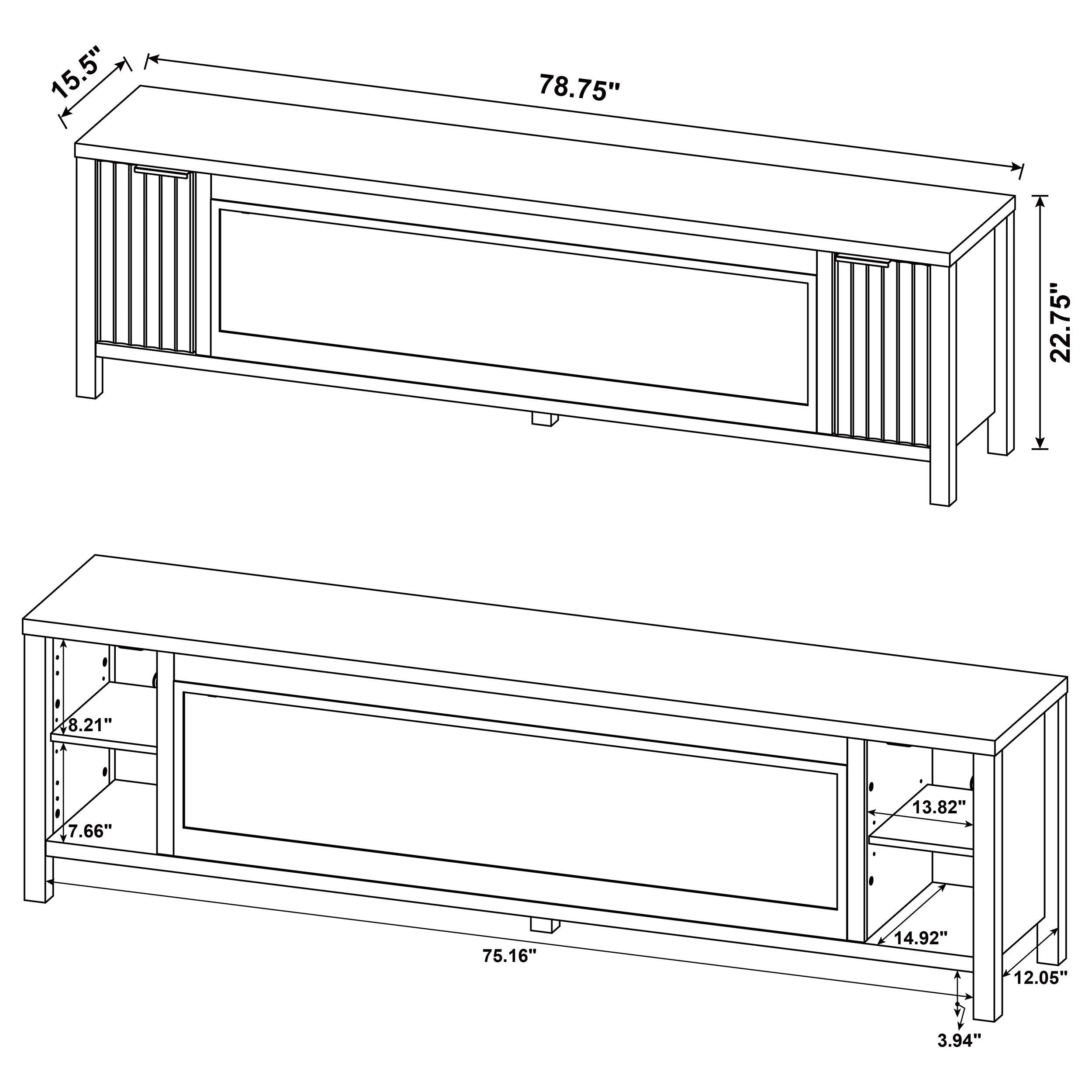 Carey 79-inch TV Stand Fireplace Media Console Dark Pine - 722823