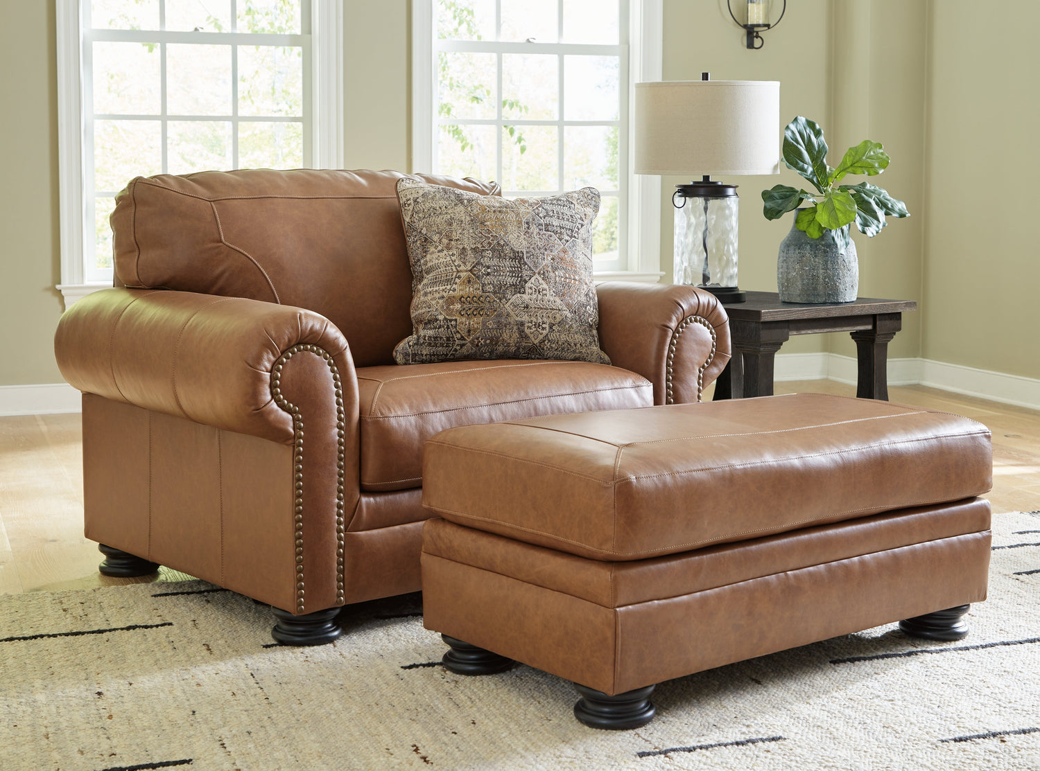 Carianna Chair and Ottoman in Caramel - PKG015491