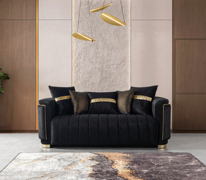 Carlina Black Velvet Loveseat - CARLINABK-L
