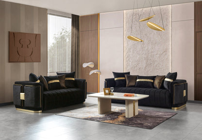 Carlina Black Velvet Loveseat - CARLINABK-L