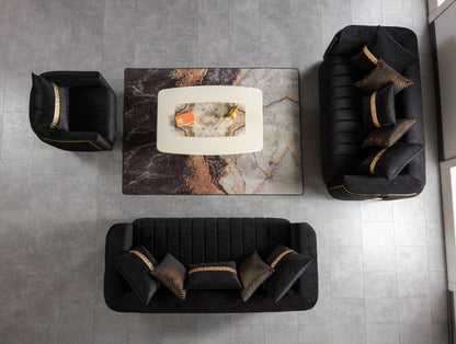 Carlina Black Velvet Loveseat - CARLINABK-L
