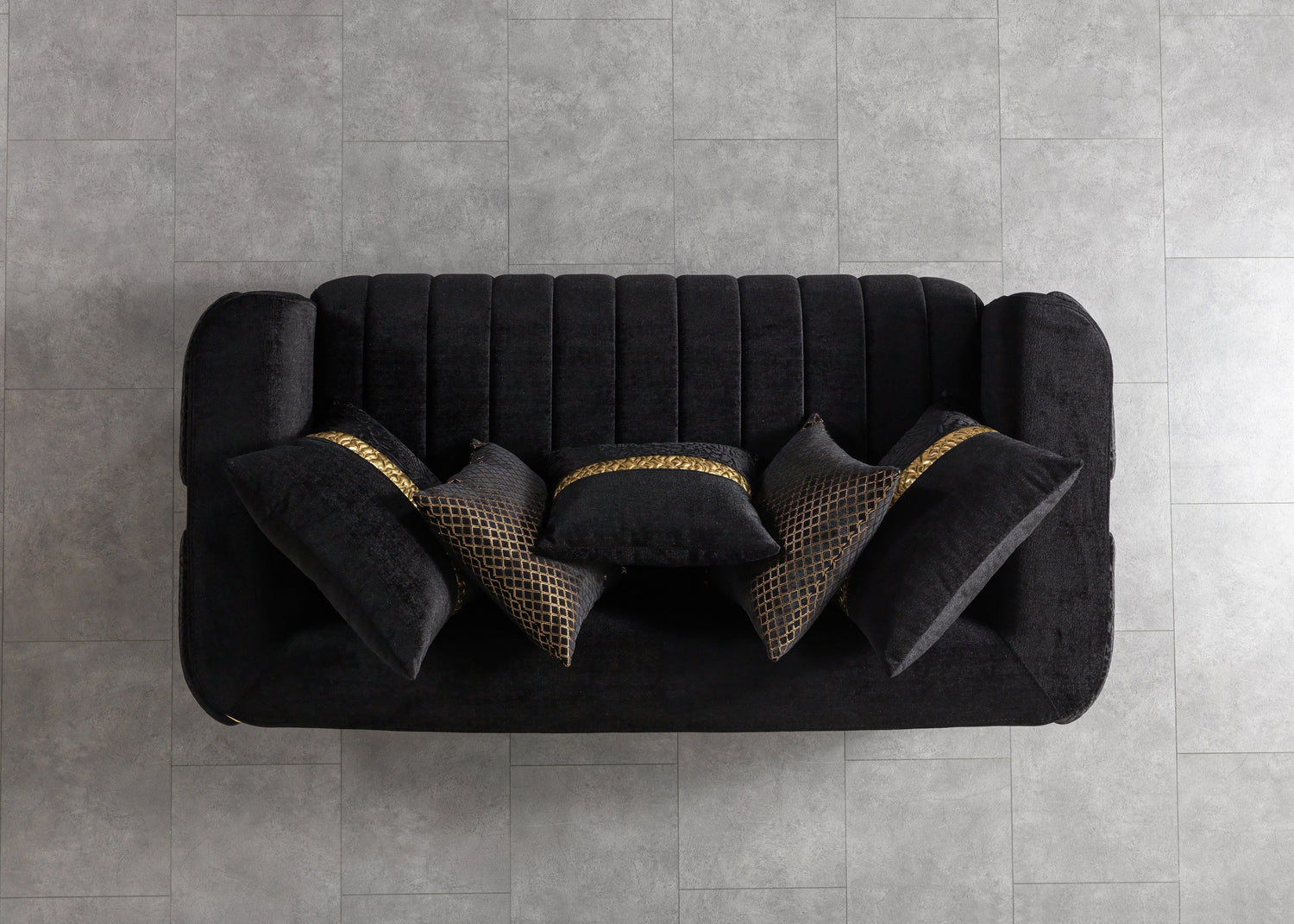 Carlina Black Velvet Loveseat - CARLINABK-L