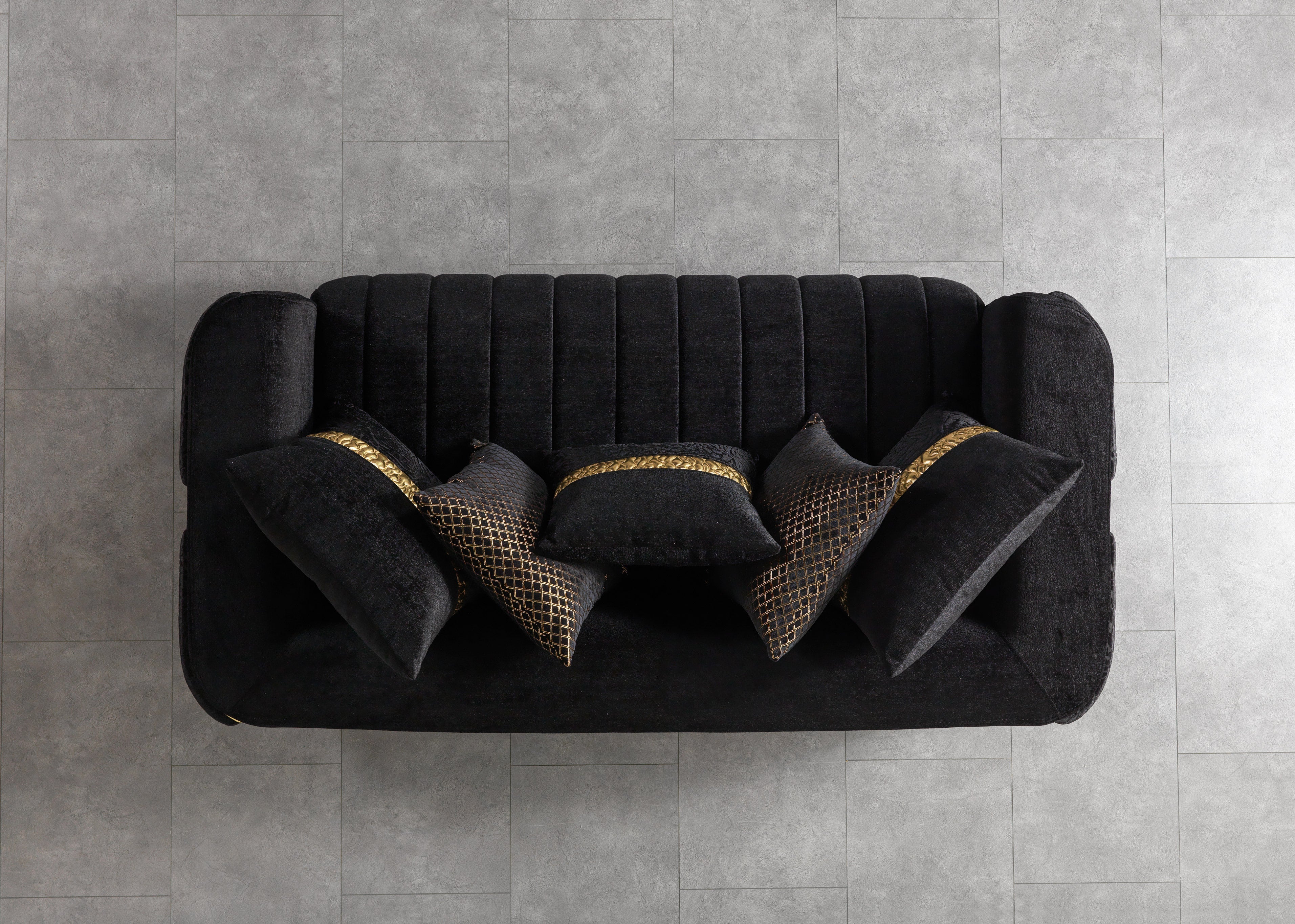 Carlina Black Velvet Loveseat - CARLINABK-L